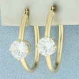 Cz Hoop Earrings In 14k Yellow Gold
