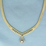Italian Designer Diamond Necklace In 14k Yellow Gold