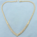 Italian Diamond V Necklace In 14k Yellow Gold