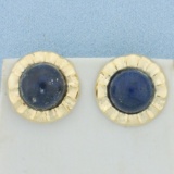 Lapis Lazuli Button Earrings In 14k Yellow Gold