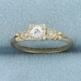 Antique Old European Diamond Engagement Ring In 14k Yellow Gold