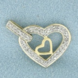 Double Heart Pendant In 10k Yellow Gold
