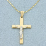 Italian Crucifix Necklace In 14k Yellow Gold