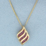 Italian Ruby Abstract Necklace In 14k Yellow Gold