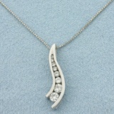 Diamond Journey Necklace In 14k White Gold
