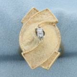 Diamond Ribbon Design Ring In 14k Yellow Gold