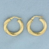 Italian Twisting Design Hoop Earrings In 14k Yellow Gold