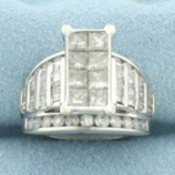 Modern Design Diamond Ring In 10k White Gold
