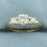 3 Stone Diamond Engagement Ring In 14k Yellow Gold