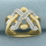 Diamond Woven Design Ring In 14k Yellow Gold