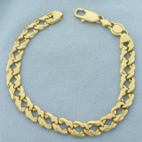 Mens Italian Designer Curb Link Bracelet In 18k Yellow Gold