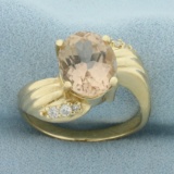 Morganite And Diamond Ring In 14k Yellow Gold