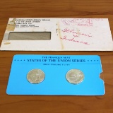 Franklin Min States Of The Union Sterling Silver Coins Illinois And Indiana Original Packaging