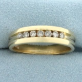 Mens Channel Set Diamond Wedding Or Anniversary Band Ring In 10k Yellow Gold