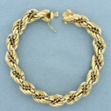 Italian Thick Rope And Box Link Bracelet In 14k Yellow And White Gold