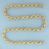 23 Inch Italian Thick Rope And Box Link Necklace In 14k Yellow And White Gold