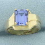 Sapphire Solitaire Ring In 10k Yellow Gold