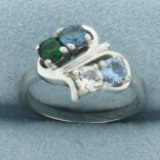 Rainbow Topaz Ring In 10k White Gold