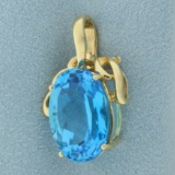 Swiss Blue Topaz Pendant Or Slide In 14k Yellow Gold
