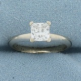 Gia Certified Princess Cut Solitaire Diamond Engagement Ring In 14k White Gold