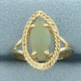 Jade Solitaire Ring In 10k Yellow Gold