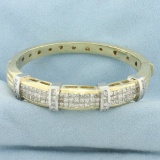 Invisible Set Diamond Hinged Bangle Bracelet In 14k Yellow And White Gold