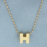 H Initial Necklace In 14k Yellow Gold