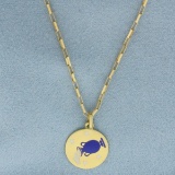 Aquarius Zodiac Water Bearer Necklace In 18k Yellow Gold