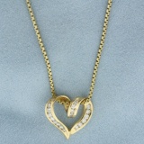 Italian Diamond Heart Necklace In 14k Yellow Gold