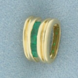Emerald Slide Or Pendant In 14k Yellow Gold