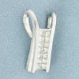 Invisible Set Diamond Pendant Or Slide In 18k White Gold