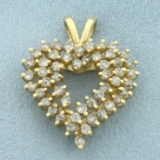 Large Diamond Heart Pendant In 14k Yellow Gold