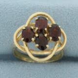 Halo Garnet Ring In 14k Yellow Gold