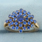 Blue Topaz Starburst Ring In 8k Yellow Gold