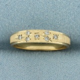 Vintage Engine Turned Diamond Ring In 14k Yellow Gold