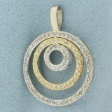 Circles Dimond Pendant In 14k White And Yellow Gold