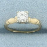 Vintage Diamond Solitaire Engagement Ring In 14k Yellow Gold