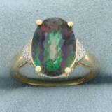 Mystic Topaz And Diamond Ring In 14k Yellow Gold