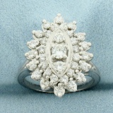 Vintage Diamond Cocktail Ring In 14k White Gold