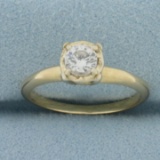 Diamond Solitaire Engagement Ring In 14k Yellow Gold