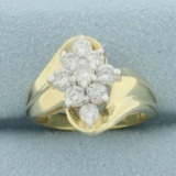 Diamond Flower Cocktail Ring In 14k Yellow Gold
