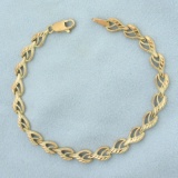Diamond Cut Designer Heart Link Bracelet In 10k Yellow Gold