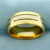 Mens Two Tone Wedding Band Ring In 14k Yellow And White Gold