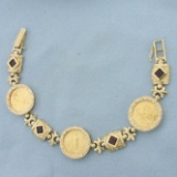 Gold Eagle Bullion Coin And Garnet Bracelet In 14k Yellow Gold