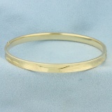 Etched Nature Design Bangle Bracelet In 14k Yellow Gold