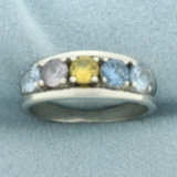Multi Color Topaz Ring In 10k White Gold
