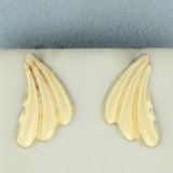 Fan Design Earrings In 14k Yellow Gold