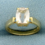Checkerboard Cut Quartz Solitaire Ring In 14k Yellow Gold