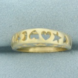 Heart Sun Moon Cut Out Ring In 14k Yellow Gold