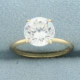 Cz Solitaire Engagement Ring In 14k Yellow Gold